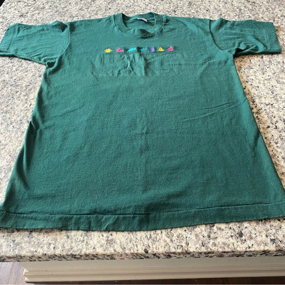 VTG Embroidered Florida Embossed Single Stitch T Shirt Green Size L Made In USA - Picture 2 of 8